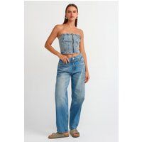 Hochtaillierte Ballon-Jeans mit weitem Bein