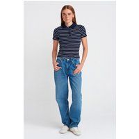 Hochtaillierte Ballon-Jeans mit weitem Bein