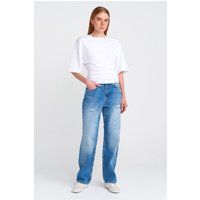 Hochtaillierte Mom-Jeans mit weitem Bein