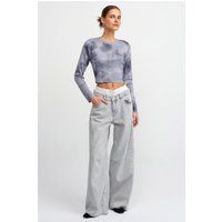 Hochtaillierte Weite Baumwoll-Jeans