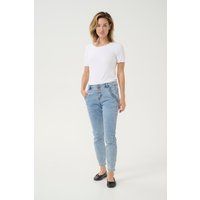 Verkürzte Slim-Jeans mit Knopfleiste