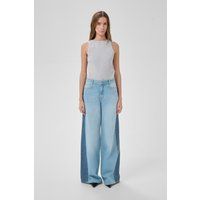 Zweifarbige High-Waist Wide-Leg Jeans
