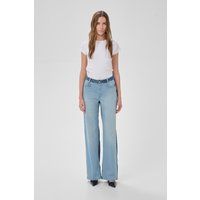 Zweifarbige Wide-Leg-Jeans mit Kontrast