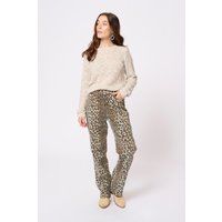 Auffällige Leopard-Print Jeans mit geradem Bein