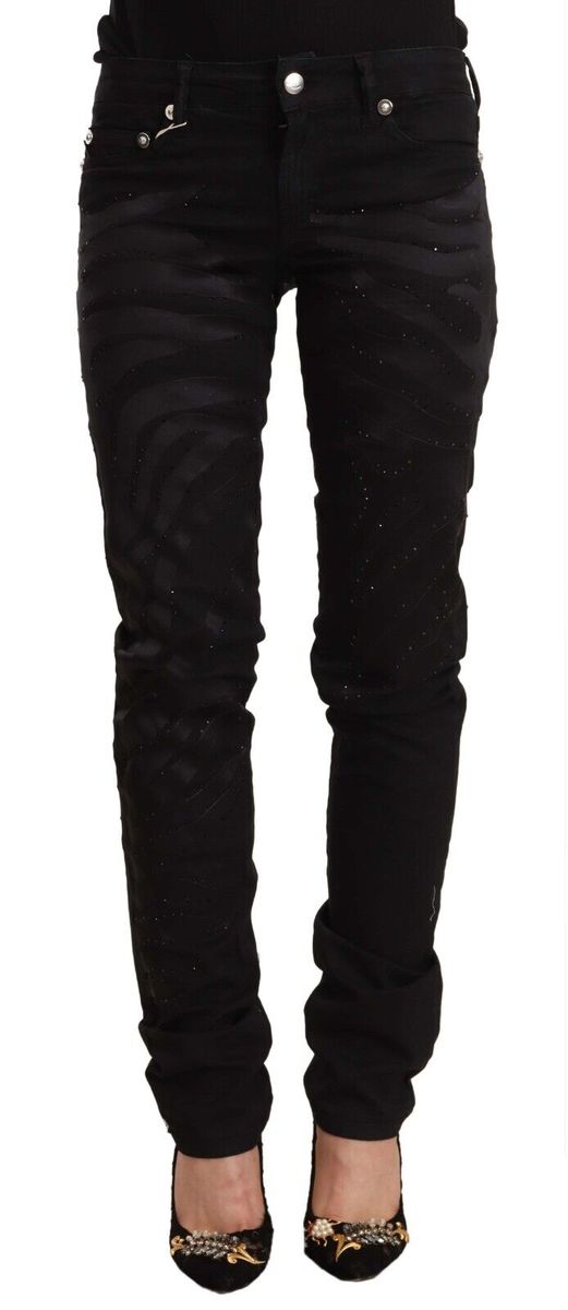 Verzierte Skinny Jeans mit Animal-Print