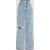 High-Waisted Wide-Leg Jeans mit Rissen