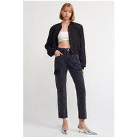 Hochtaillierte Cargo-Jeans mit geradem Bein