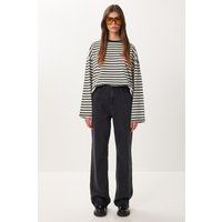 Hochtaillierte Straight-Leg Denim-Jeans