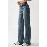 Hochtaillierte Straight-Leg Denim-Jeans