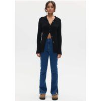 Rippstrick-Cardigan mit Retro-Kragen