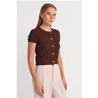 Strukturierter Kurzarm-Cardigan in Cropped-Optik