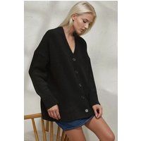 Grobstrick-Cardigan mit V-Ausschnitt
