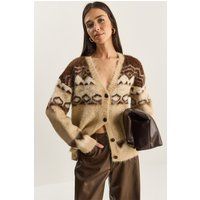Oversize-Cardigan mit ethnischem Muster