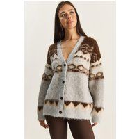 Oversized-Cardigan mit Ethno-Jacquard-Muster