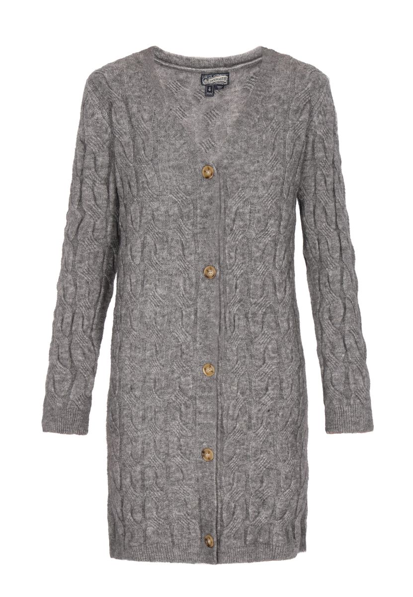 Langer Cardigan mit Zopfmuster