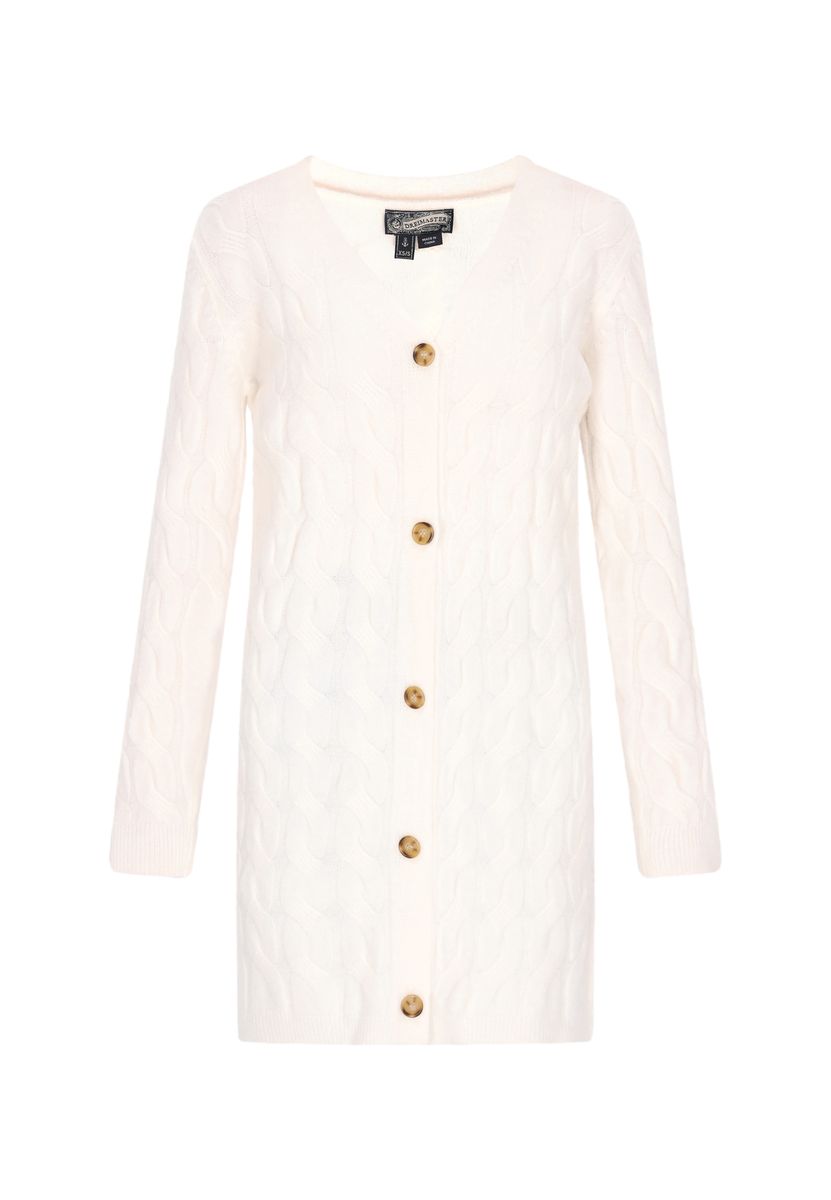 Lange Strickjacke mit Zopfmuster
