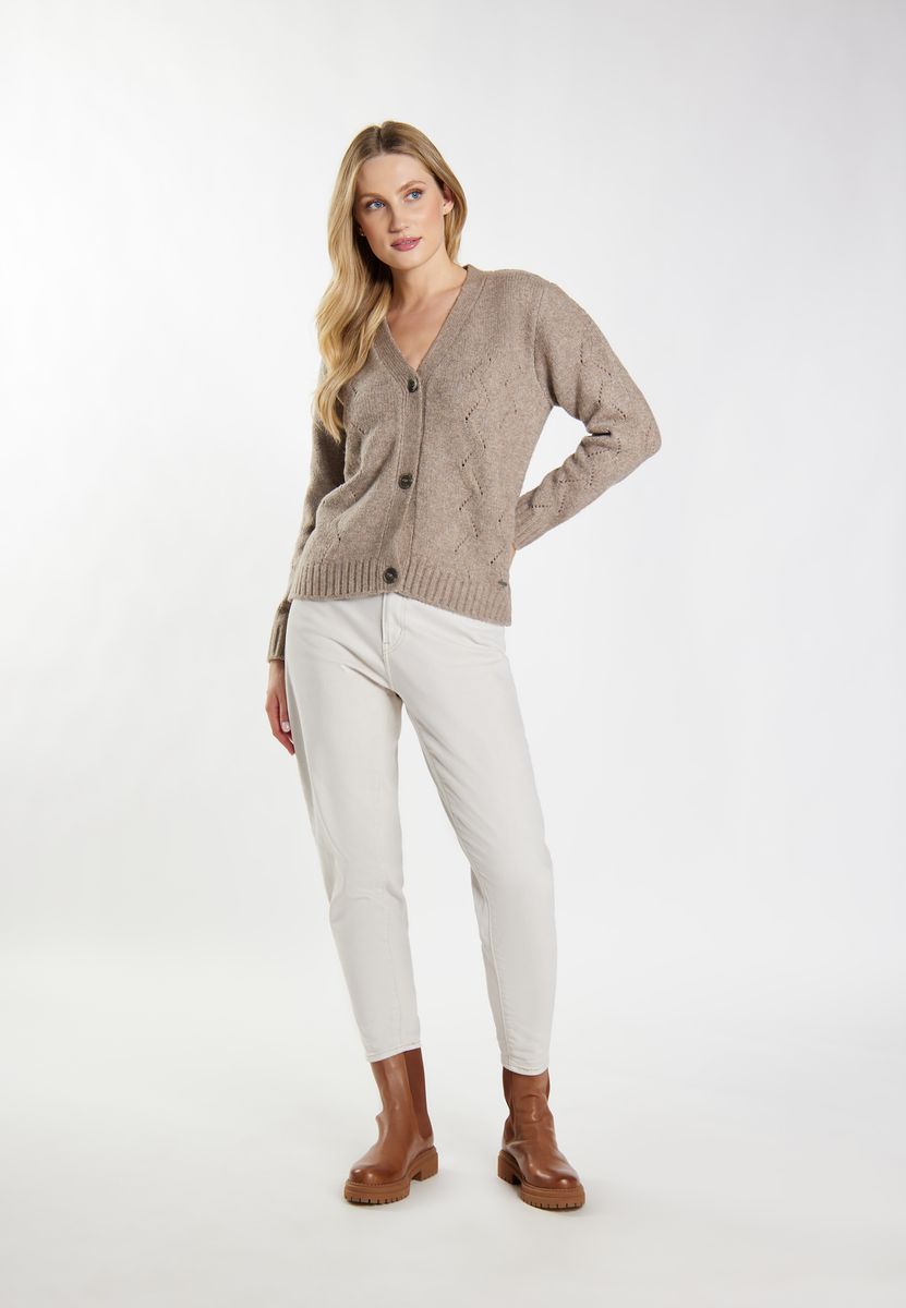 Strickjacke mit Wellenmuster und Wollanteil