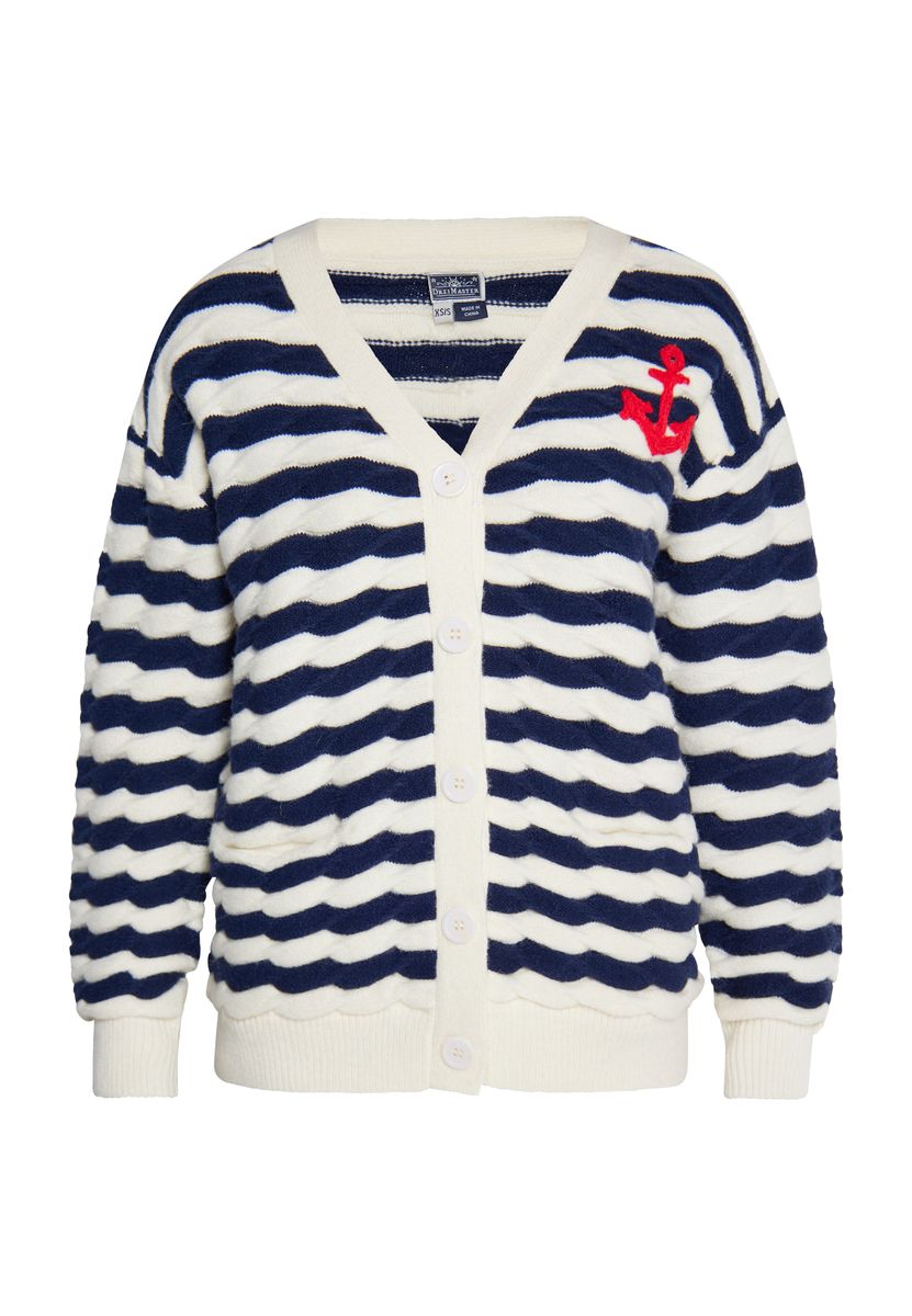 Strukturstrick-Cardigan im maritimen Stil