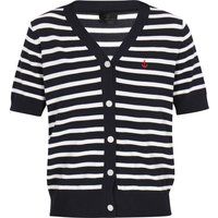 Kurzärmelige gestreifte Strickjacke im Marine-Stil