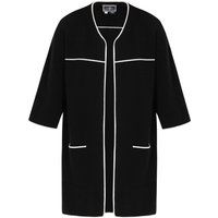 Offener langer Cardigan mit Kontrastpaspeln