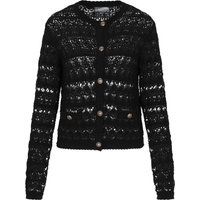 Strickjacke mit Ajourmuster und Zierknöpfen