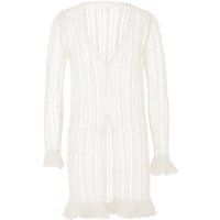 Lange Strickjacke mit Rüschensaum