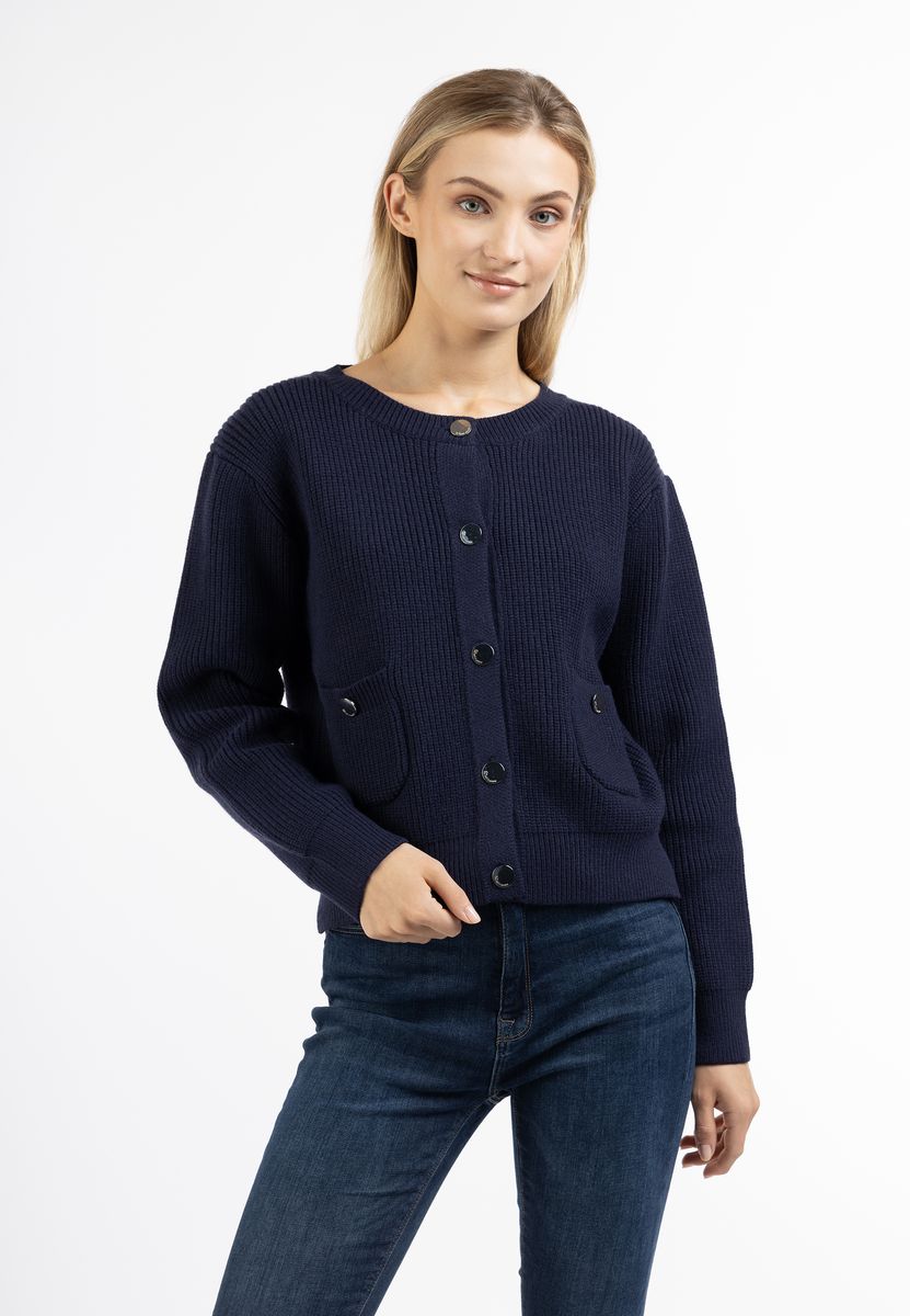 Rippstrick-Cardigan mit Knöpfen