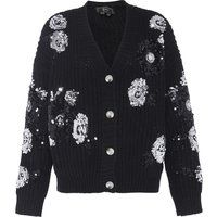 Strickjacke mit funkelnden Pailletten-Blumen