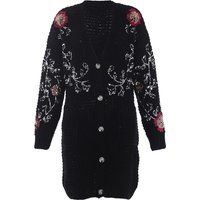 Bestickte Pailletten-Blumenstrickjacke