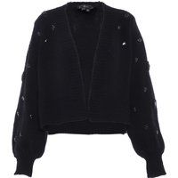 Strickjacke mit Strasssteinen und Trompetenärmeln