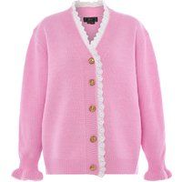 Feminine Strickjacke mit Spitzenborte