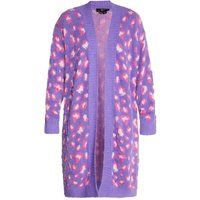 Flauschiger Long-Cardigan mit Leo-Intarsien