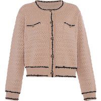 Strukturierte Strickjacke mit Kontrastpaspel