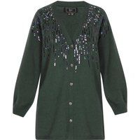 Elegante Long-Strickjacke mit Pailletten