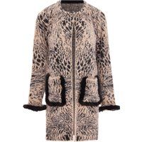 Strickjacke mit Leopardenmuster und Plüsch-Optik