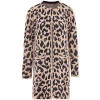Flauschige Strickjacke mit Leopardenmuster