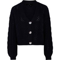 Elegante Strickjacke mit Loch- und Zopfmuster