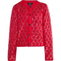 Elegante Strickjacke mit Pailletten-Karomuster
