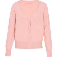 Perlenbesetzte Strickjacke mit Rautenmuster