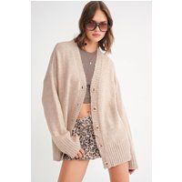 Oversize Rippstrick-Cardigan mit V-Ausschnitt