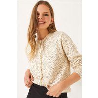 Jacquard-Strickcardigan mit Pünktchenmuster