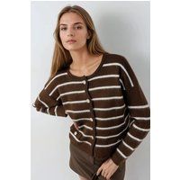 Gestreifter Rippstrick-Cardigan mit Knöpfen