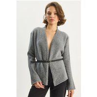 Strickcardigan mit schmalem Gürtel