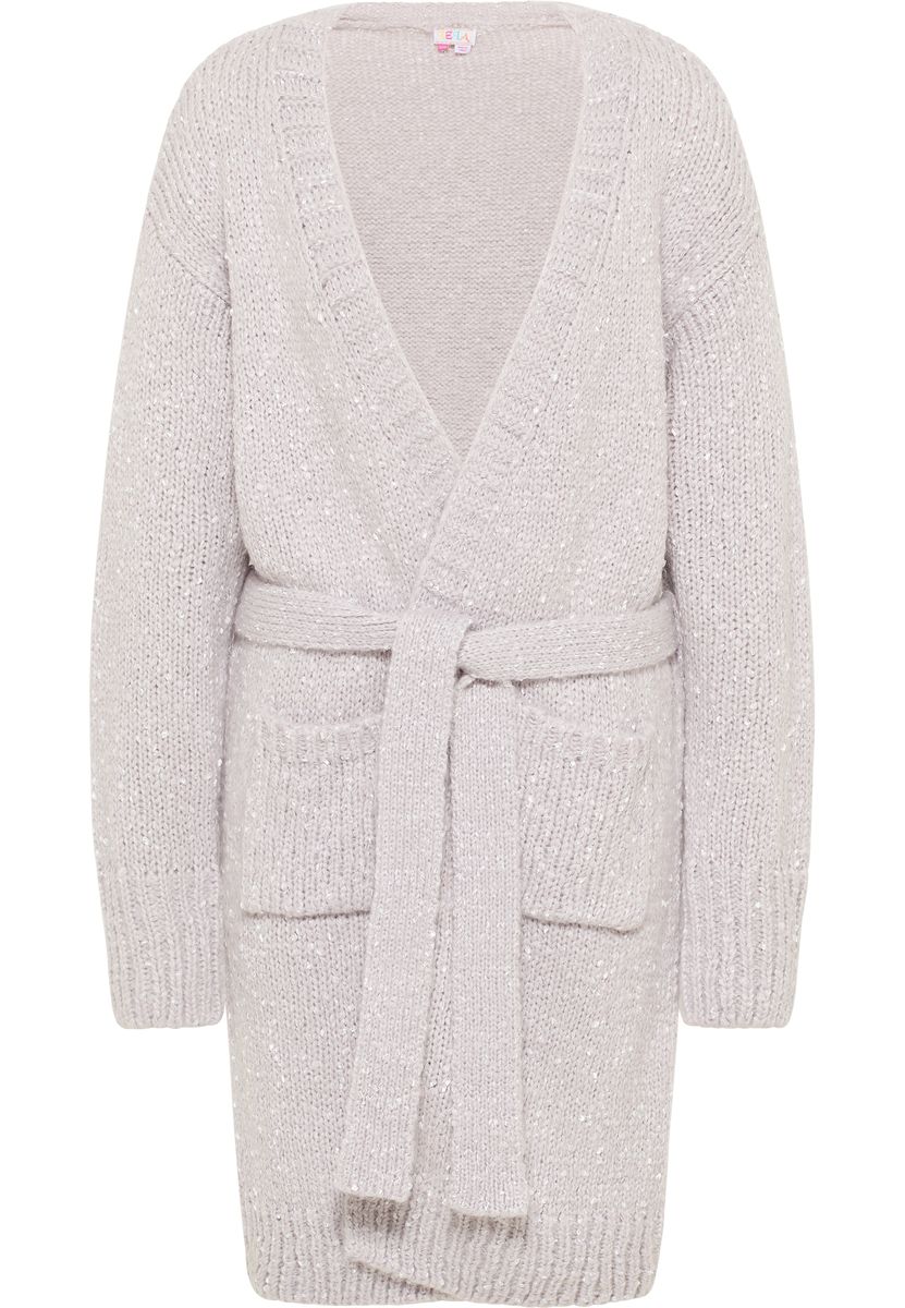 Grobstrick-Longcardigan mit Bindegürtel