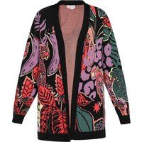 Strickjacke mit Tropenmuster und offener Front