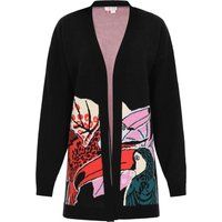 Cardigan mit tropischem Vogel-Print