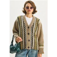 Kardigan mit ethnischem Jacquard-Muster