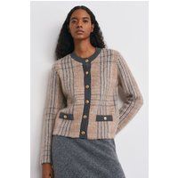 Karierter Jacquard-Cardigan mit Knöpfen