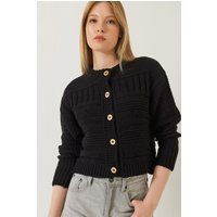 Gerippter Cardigan mit Rundhalsausschnitt
