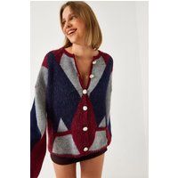 Oversized-Cardigan mit geometrischem Muster